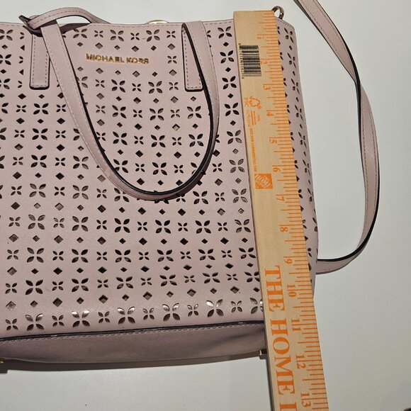 Michael Kors Hayley Purse Top Zip Pink & Gold Tote Bag Crossbody EUC $300 MSRP - Picture 15 of 15